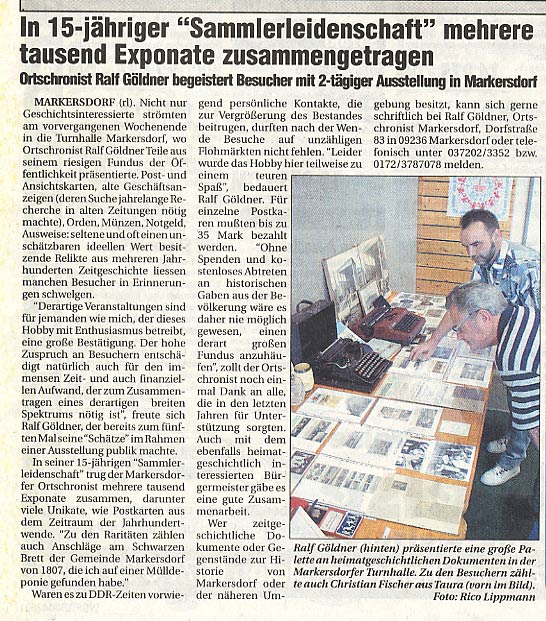 erschienen im Wochenspiegel Mittweida am 30.5.2001